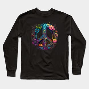 Peace and Plants Floral Peace Sign Long Sleeve T-Shirt